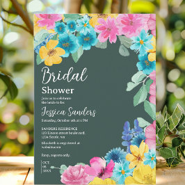 Convites Summer floral Bridal Shower with Photo Green