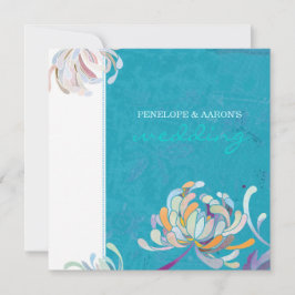 Convites Summer Floral Turquoise Wedding