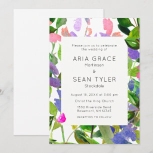 Convites Summer Floral Watercolor Wedding