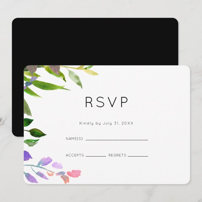Convites Summer Floral Watercolor Weding RSVP (Frente/Verso)