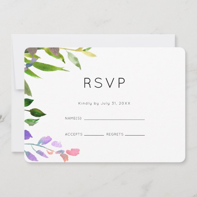 Convites Summer Floral Watercolor Weding RSVP (Frente)