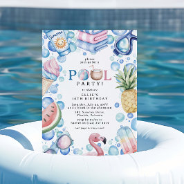 Convites Summer Fun Pool Party Birthday