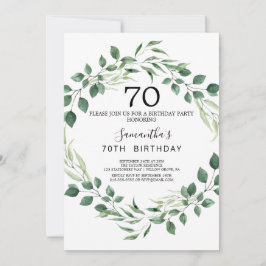Convites Summer Greenery Diamond Wreath 70 Birthday