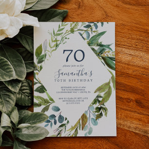 Convites Summer Greenery Diamond Wreath 70 Birthday