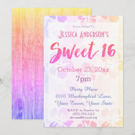 Convites Summer Hibiscus Floral Tropical Sweet 16 Aniversár