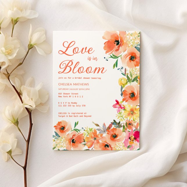 Convites Summer Love in Bloom Colour floral Chá de panela (Summer Love In Bloom colorful floral Bridal Shower )
