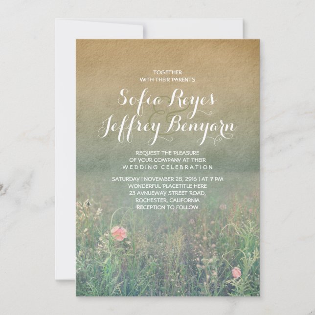 Convites Summer Meadow Casamento e Sonho (Frente)