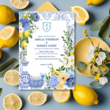 Summer Mediterranean Blue azulejos Lemon Weding