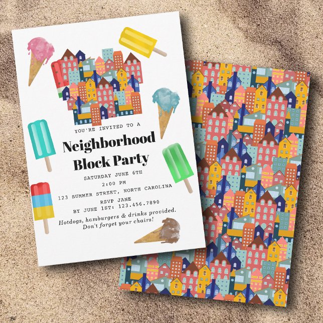 Convites Summer Neighborhood BBQ Block Party (Summer Neighborhood BBQ Block Party Invitation)