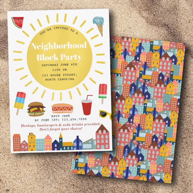 Convites Summer Neighborhood Block Party (Summer Neighborhood Block Party Invitation)