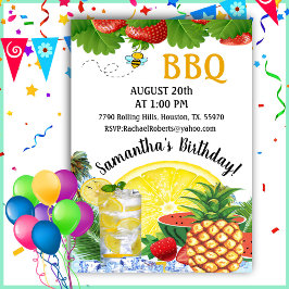 Convites Summer Pineapple Barbecue Birthday