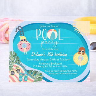 Convites Summer Pool Party Birthday | Pool Party 