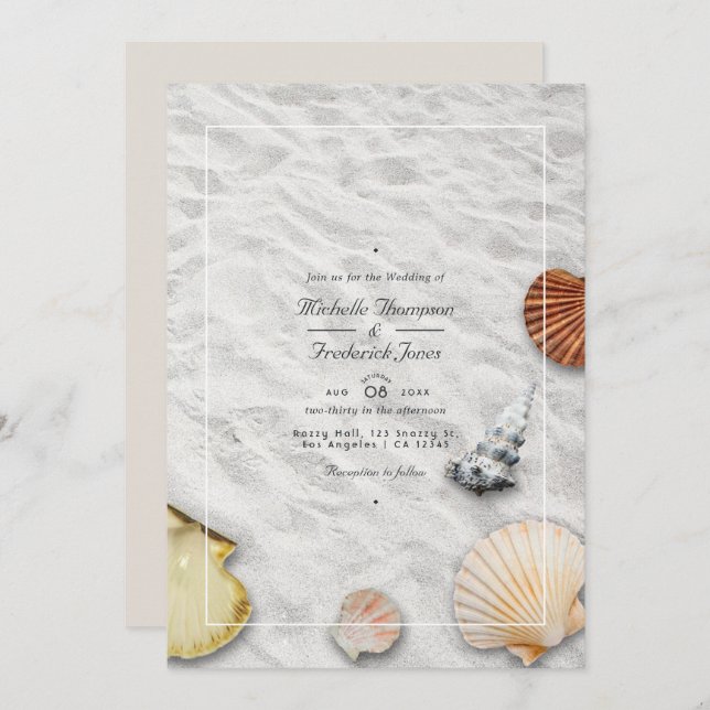 Convites Summer QR Code RSVP Beach Wedding (Frente/Verso)