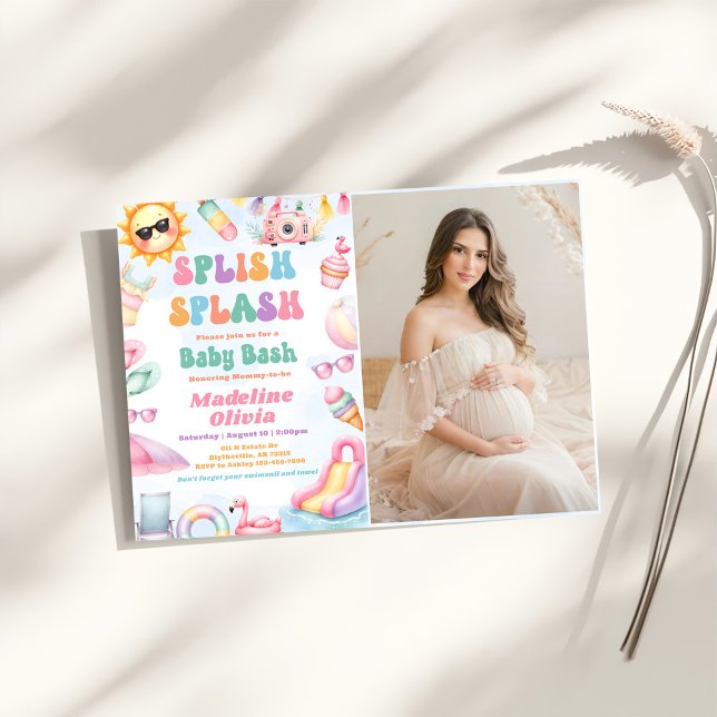 Convites Summer Splish Splash Baby Shower Party Photo (Criador carregado)