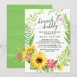 Convites Summer Sunflower Wreath Brunch e Bubble