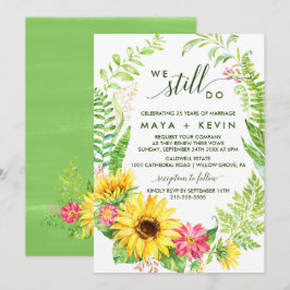 Convites Summer Sunflower Wreath Vow Renewer