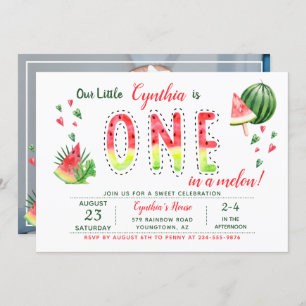 Convites Summer Sweet Watermelon Primeira Foto de Aniversár