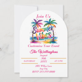 Convites Summer Vibes Tropical Palm Tree Ocean Personaliza