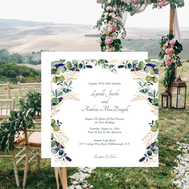 Convites Summer Watercolor Eucalyptus Floral (Summer Watercolor Eucalyptus Floral Invitation Wedding)