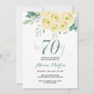 Convites Summer White Rose Flora Greenere 70 Birthday