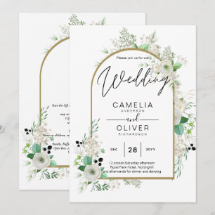 Convites Summer White Roses Emerald Sage Greenerding WEDDIN
