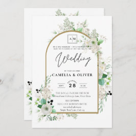 Convites Summer White Roses Emerald Sage Greenerding WEDDIN