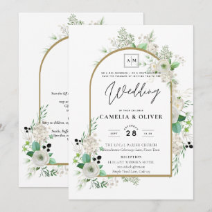 Convites Summer White Roses Emerald Sage Greenerding WEDDIN