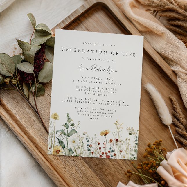 Convites Summer Wildflower Celebration of Life Funeral (Criador carregado)