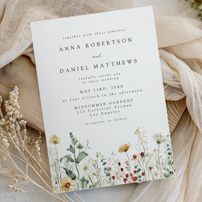 Convites Summer Wildflower Field Wedding Invitation (Criador carregado)