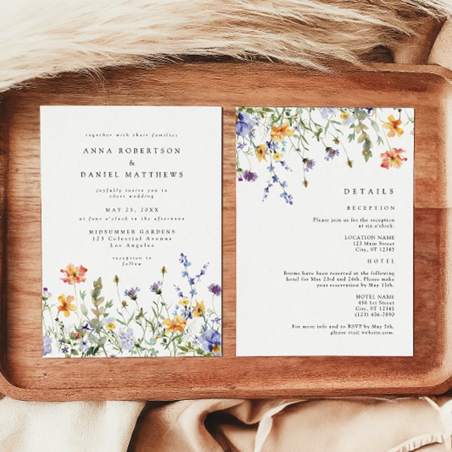 Convites Summer Wildflower Garden All-in-One Wedding (Criador carregado)