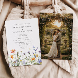 Convites Summer Wildflower Garden Photo Wedding Invitation