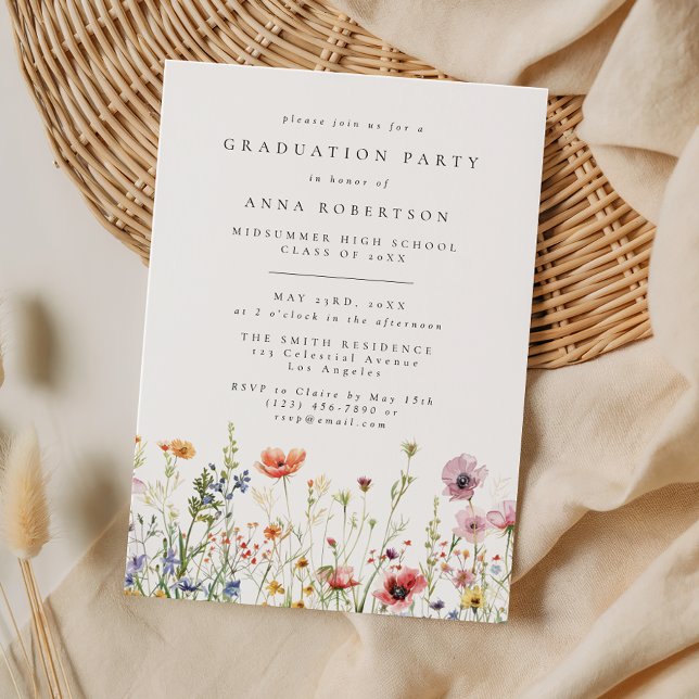 Convites Summer Wildflower Graduation Party (Criador carregado)
