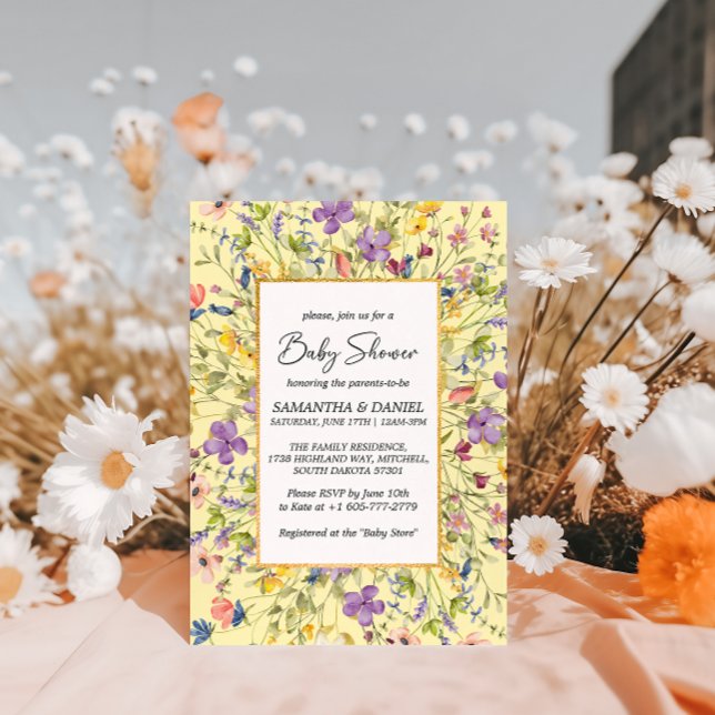 Convites Summer Wildflower Meadow Chá de fraldas (Summer Wildflower Meadow Baby Shower Invitation)