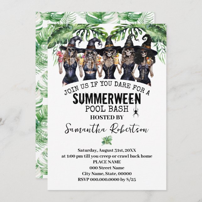 Convites Summerbetween Party Witls Girls Piscina Bash (Frente/Verso)