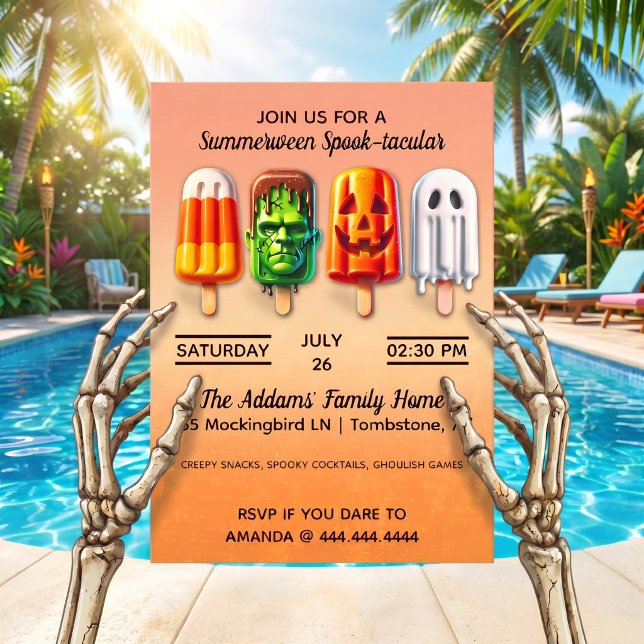 Convites Summerween Spooktacular Halloween Summer Party (Criador carregado)