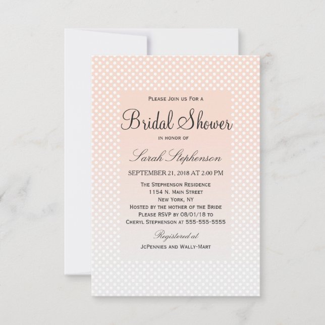 Convites Summery Coral Peach para Bolinhas de Gradiente de  (Frente)
