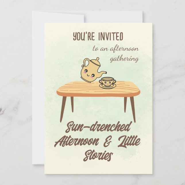Convites Sun-drenched Afternoon Invitation-Cozy Tea & Story (Frente)