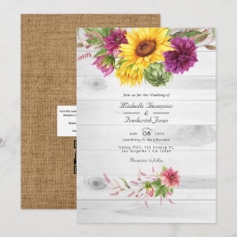 Convites Sun e Burgundy Plum Floral Rustic Código QR Casame