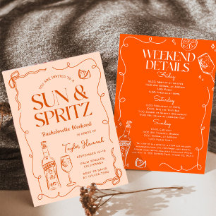 Convites Sun e Spritz Bachelorette Weekend Itinerário