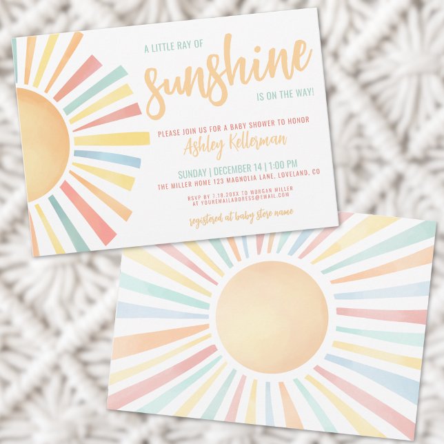 Convites Sun Little Ray Of Sunshine Chá de fraldas (Sun Little Ray Of Sunshine Baby Shower Invitation)