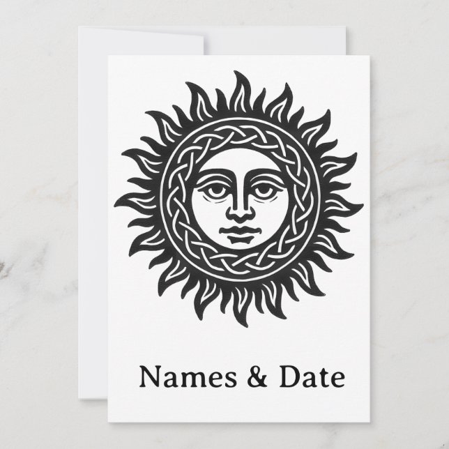 Convites Sun & Moon Mythic Invitation – Pagan, Celestial. (Frente)