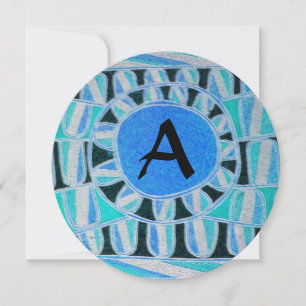 Convites SUN SOLAR ENERGY MONOGRAM Aqua Blue Abstrato