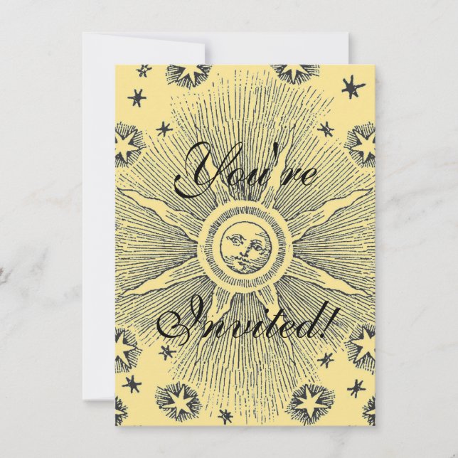 Convites Sun Stars Antiguamente Night Sky Medieval Zodieval (Frente)