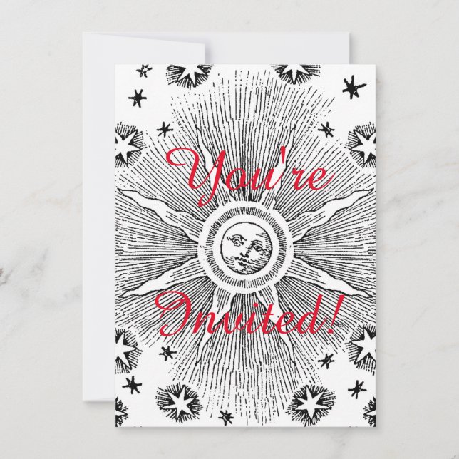 Convites Sun Stars Antiguamente Night Sky Medieval Zodieval (Frente)