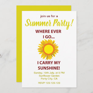 Convites Sun Sunflower Sunshine Summer Party