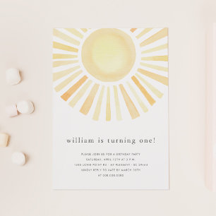 Convites Sun Sunshine Boho Primeira Festa de aniversário