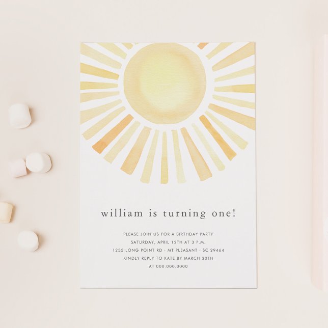 Convites Sun Sunshine Boho Primeira Festa de aniversário (Criador carregado)