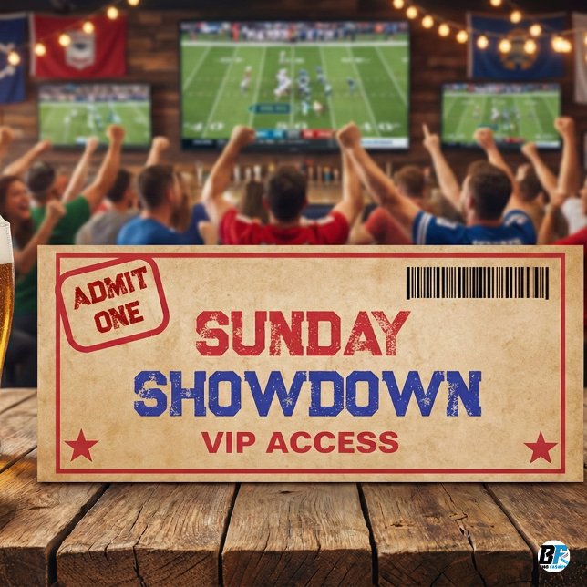Convites Sunday Showdown VIP Football Party Ticket (Criador carregado)