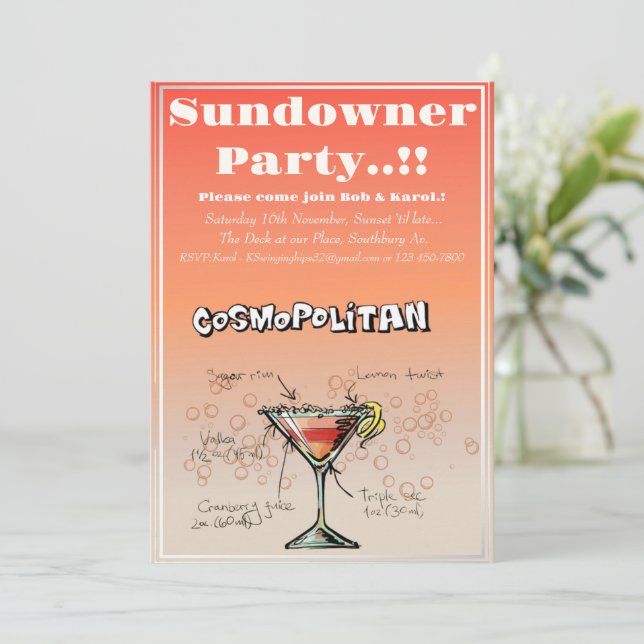 Convites Sundowner Cosmopolitan Cocktail Party (Em pé/Frente)