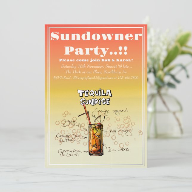 Convites Sundowner Tequila Cocktail (Em pé/Frente)